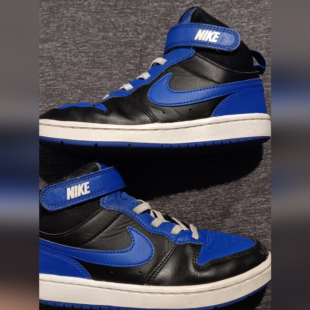 Nike Court Borough Mid Shoes Kids 13.5 Y Blue Black Athletic Sneakers